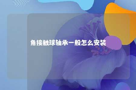 角接触球轴承一般怎么安装 